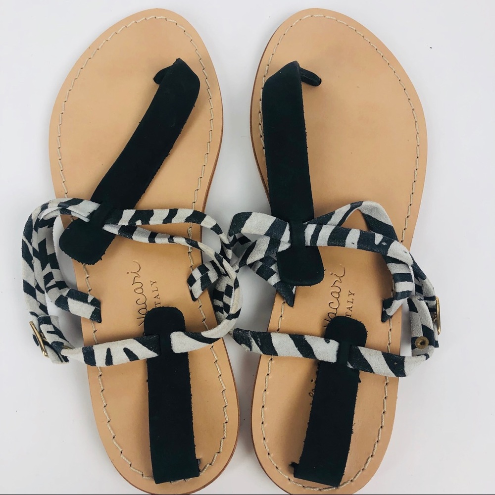 Niccolo Vacari thong sandals 7.5 black white